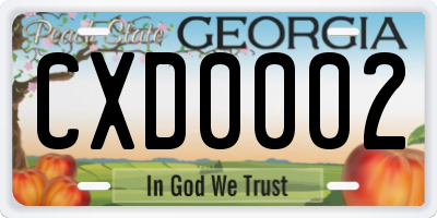 GA license plate CXD0002