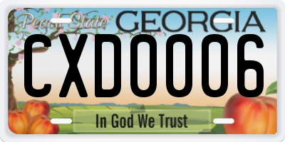 GA license plate CXD0006