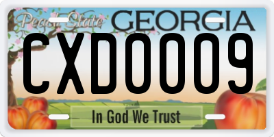 GA license plate CXD0009