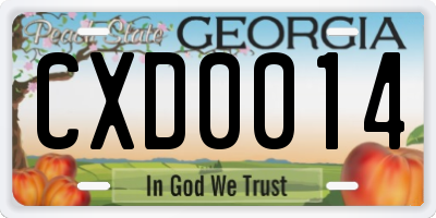 GA license plate CXD0014
