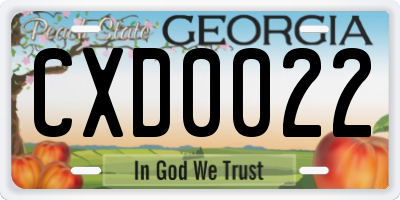 GA license plate CXD0022