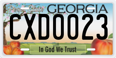 GA license plate CXD0023