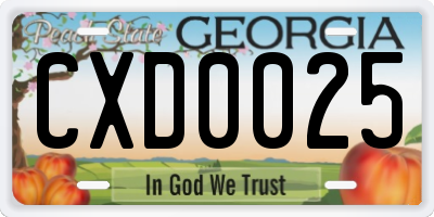 GA license plate CXD0025