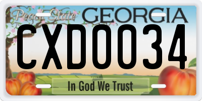 GA license plate CXD0034
