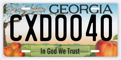 GA license plate CXD0040