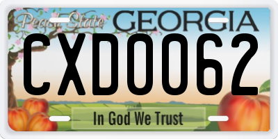 GA license plate CXD0062