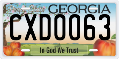GA license plate CXD0063