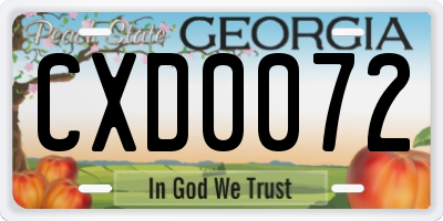 GA license plate CXD0072