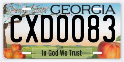 GA license plate CXD0083