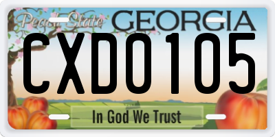 GA license plate CXD0105