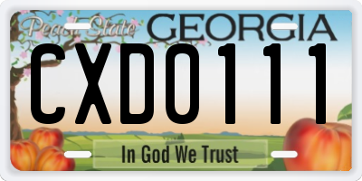 GA license plate CXD0111