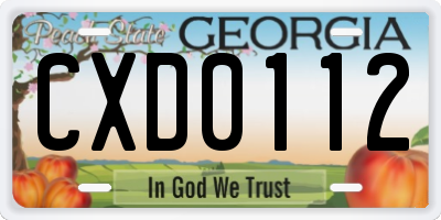 GA license plate CXD0112