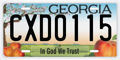 GA license plate CXD0115