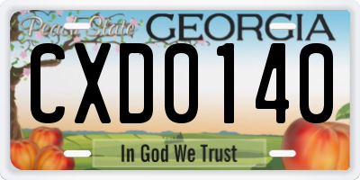 GA license plate CXD0140