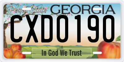 GA license plate CXD0190