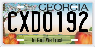 GA license plate CXD0192