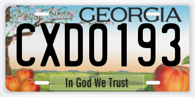 GA license plate CXD0193