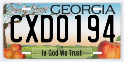 GA license plate CXD0194