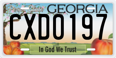GA license plate CXD0197
