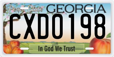 GA license plate CXD0198