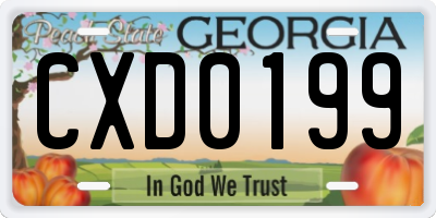 GA license plate CXD0199