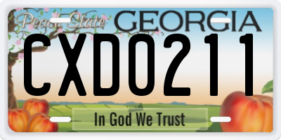 GA license plate CXD0211