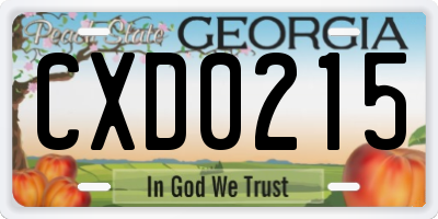 GA license plate CXD0215