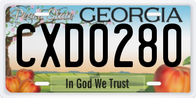 GA license plate CXD0280