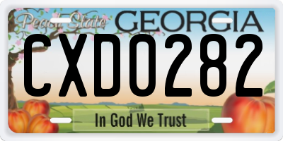 GA license plate CXD0282