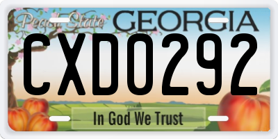 GA license plate CXD0292