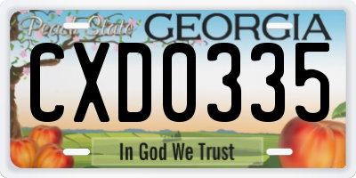 GA license plate CXD0335