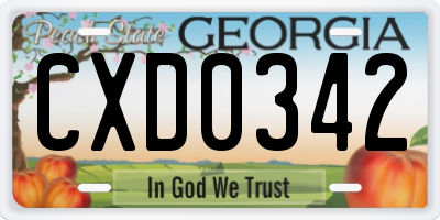 GA license plate CXD0342