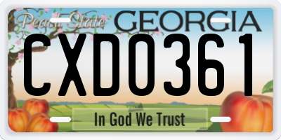 GA license plate CXD0361