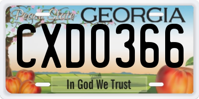 GA license plate CXD0366