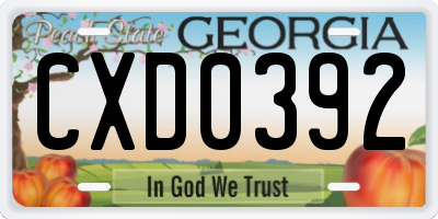 GA license plate CXD0392