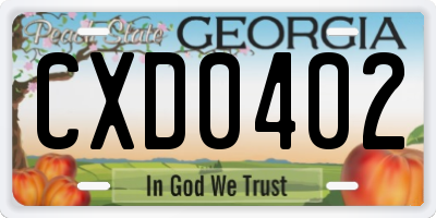 GA license plate CXD0402
