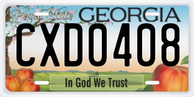 GA license plate CXD0408