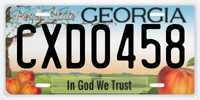 GA license plate CXD0458
