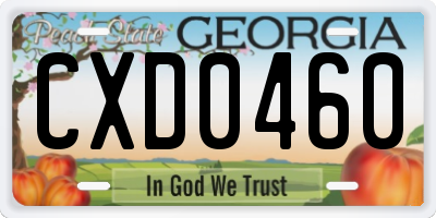 GA license plate CXD0460