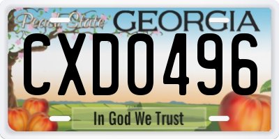 GA license plate CXD0496