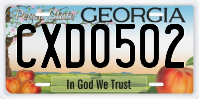 GA license plate CXD0502
