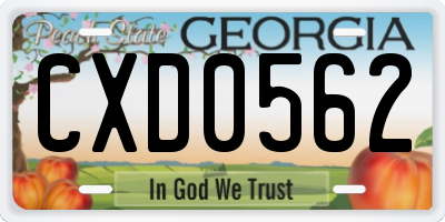 GA license plate CXD0562