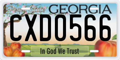 GA license plate CXD0566