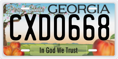 GA license plate CXD0668