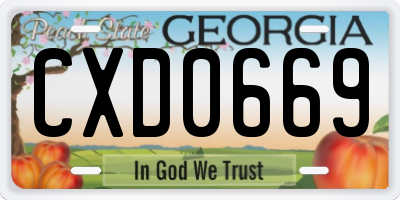 GA license plate CXD0669