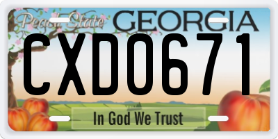 GA license plate CXD0671