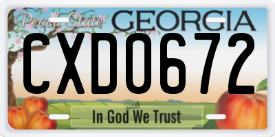 GA license plate CXD0672