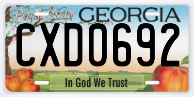 GA license plate CXD0692
