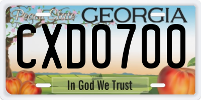 GA license plate CXD0700