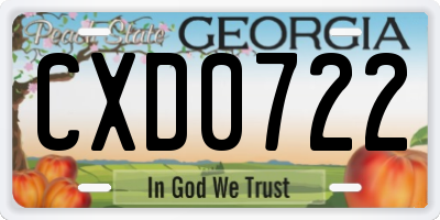 GA license plate CXD0722
